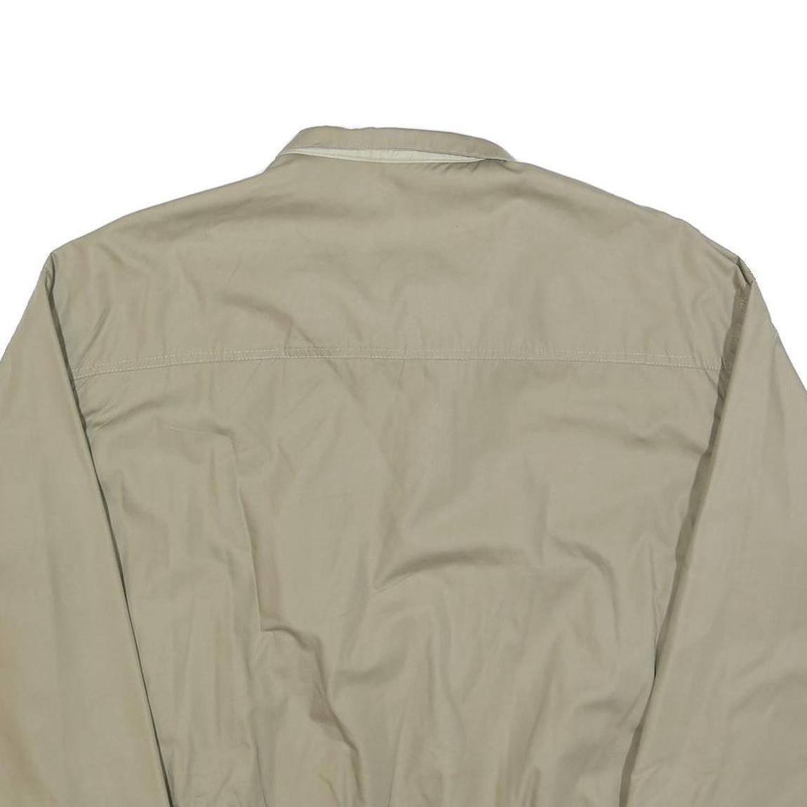 Mens Beige Reversible Zip Jacket L Cotton Blend Plain Classic Lightweight