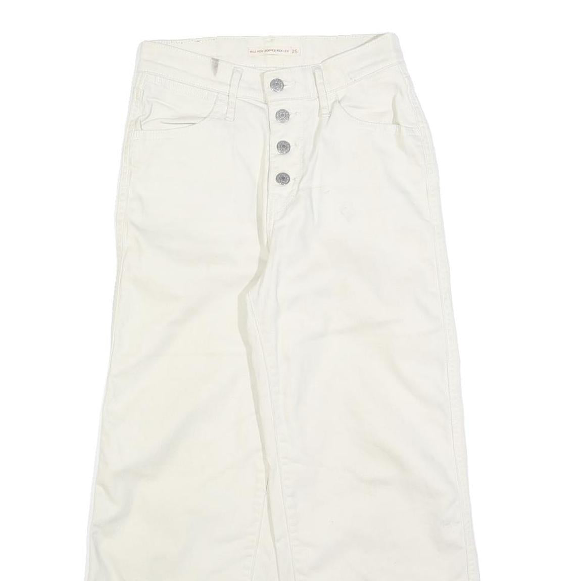 LEVI'S Womens Jeans White Regular Straight Denim W25 L25 Button Closure