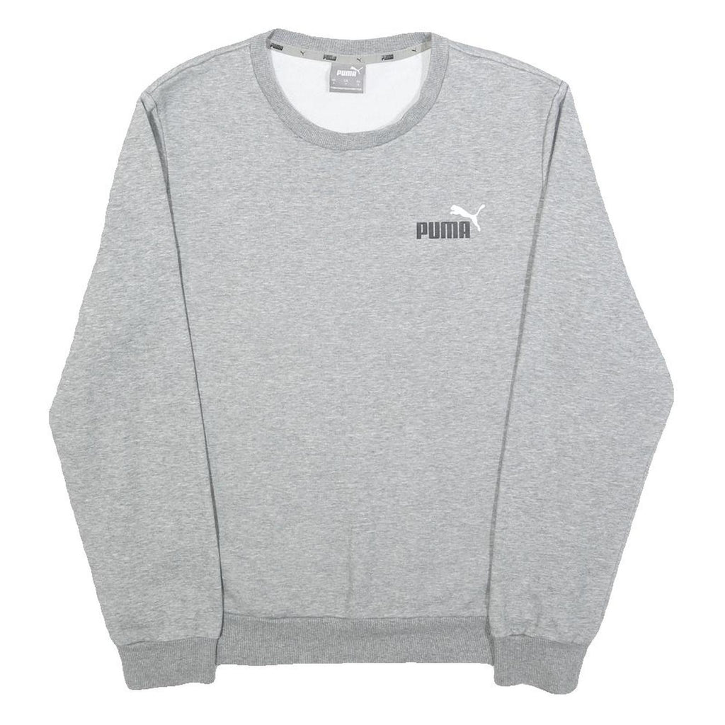 PUMA Mens Grey Crew Neck S Cotton Blend Sweatshirt Logo Casual Top