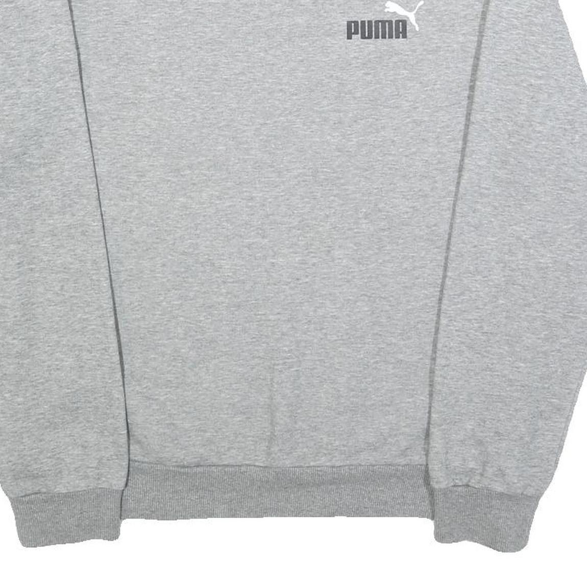 PUMA Mens Grey Crew Neck S Cotton Blend Sweatshirt Logo Casual Top