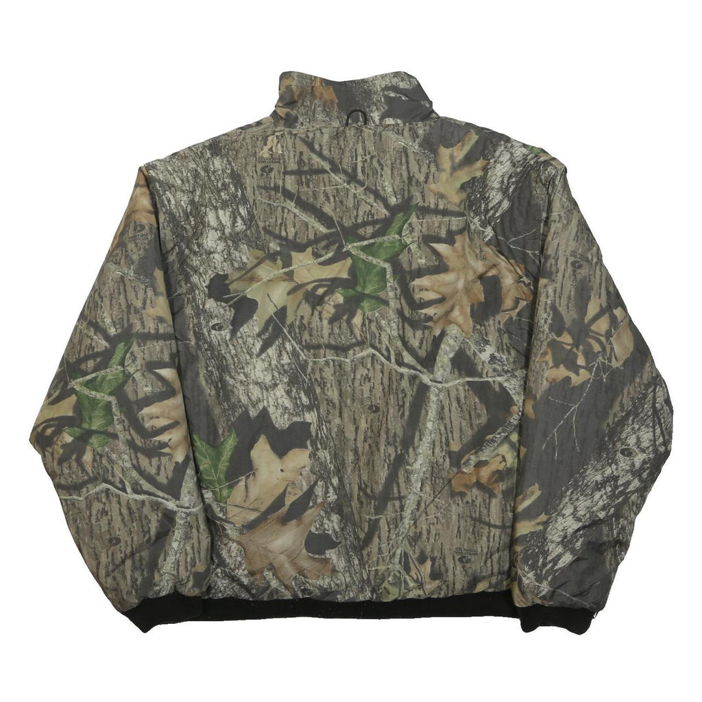REMINGTON Mens Green Brown Camo Jacket L Polyester Zip Reversible Outdoor Wear