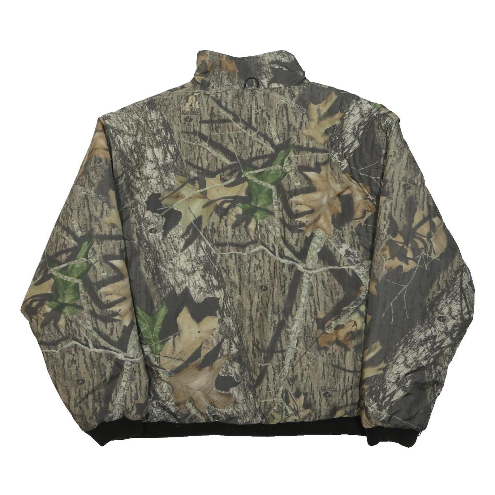 REMINGTON Mens Green Brown Camo Jacket L Polyester Zip Reversible Outdoor Wear
