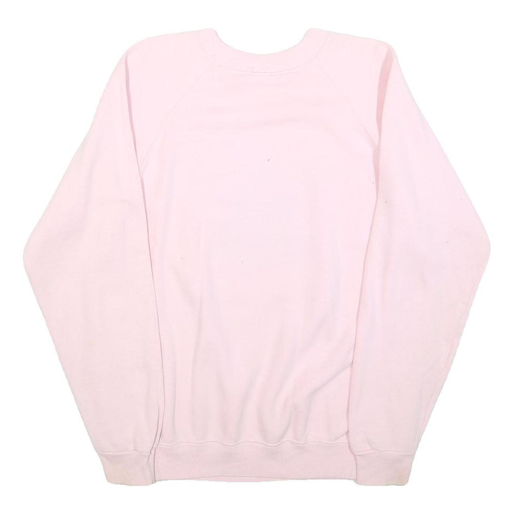 HANES Womens Pink Sweatshirt Snow Bunny Print Crew Neck M Cotton Blend Casual
