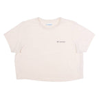 COLUMBIA Cropped Womens T-Shirt Beige Crew Neck M