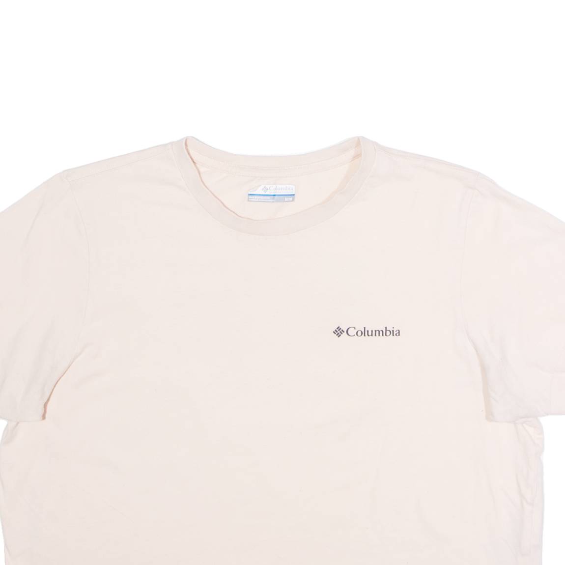 COLUMBIA Cropped Womens T-Shirt Beige Crew Neck M