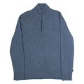 BOSS Misha Womens Jumper Blue 1/4 Zip Tight Knit Wool 3XL