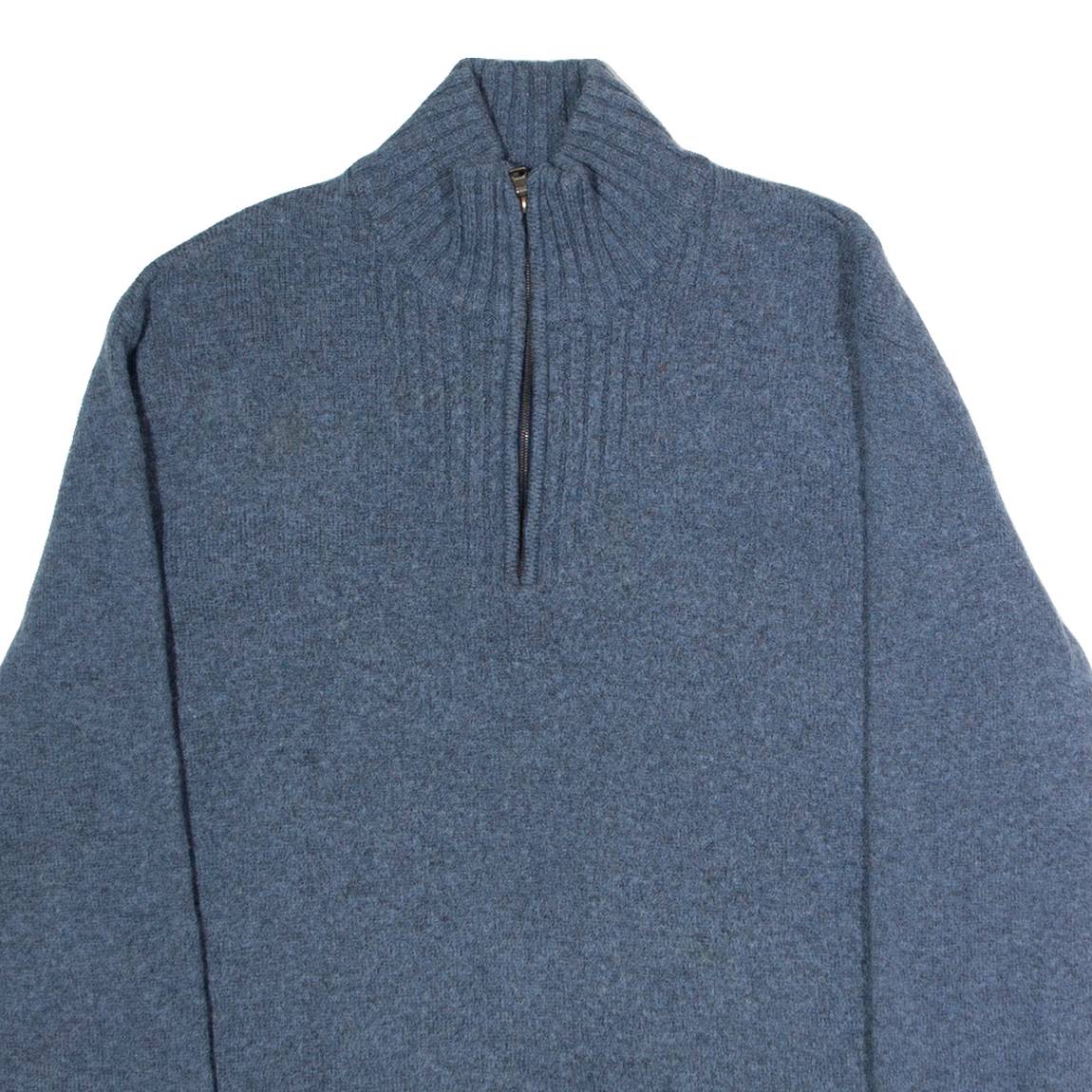 BOSS Misha Womens Jumper Blue 1/4 Zip Tight Knit Wool 3XL