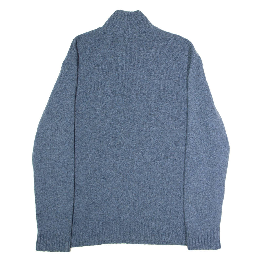 BOSS Misha Womens Jumper Blue 1/4 Zip Tight Knit Wool 3XL