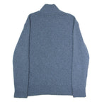 BOSS Misha Womens Jumper Blue 1/4 Zip Tight Knit Wool 3XL