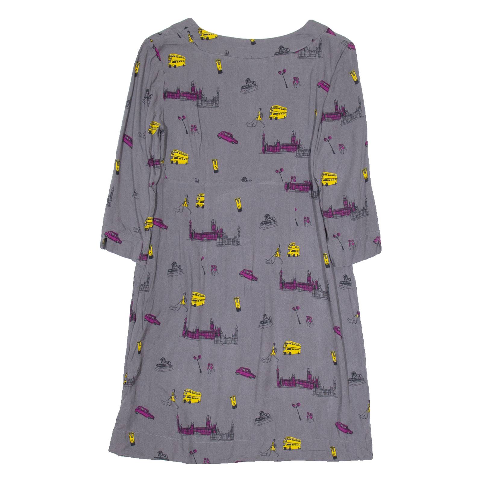 BODEN Yellow Bus Womens Fit & Flare Dress Green Crazy Pattern Knee Length UK 10