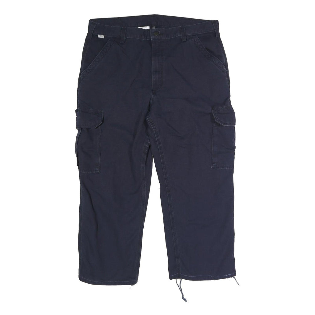 CARHARTT Mens Cotton Blend Navy Regular Straight Trousers W38 L25 Workwear