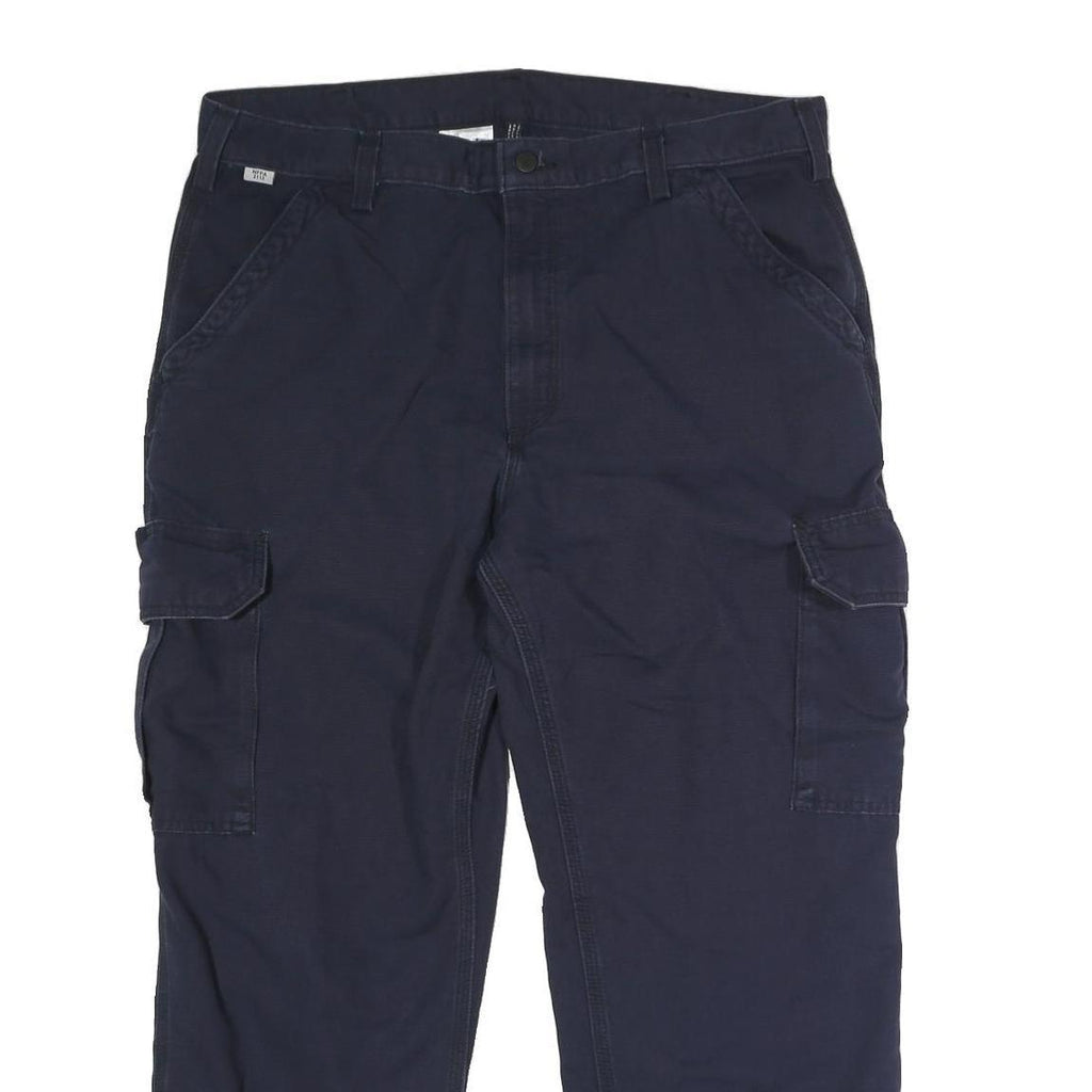 CARHARTT Mens Cotton Blend Navy Regular Straight Trousers W38 L25 Workwear