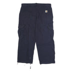 CARHARTT Mens Cotton Blend Navy Regular Straight Trousers W38 L25 Workwear