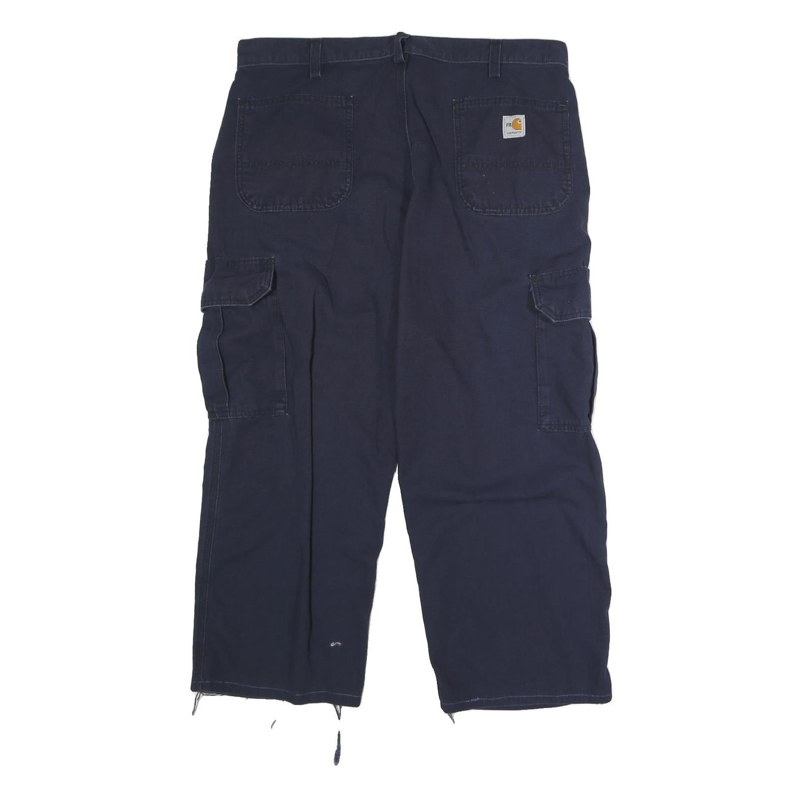 CARHARTT Mens Cotton Blend Navy Regular Straight Trousers W38 L25 Workwear