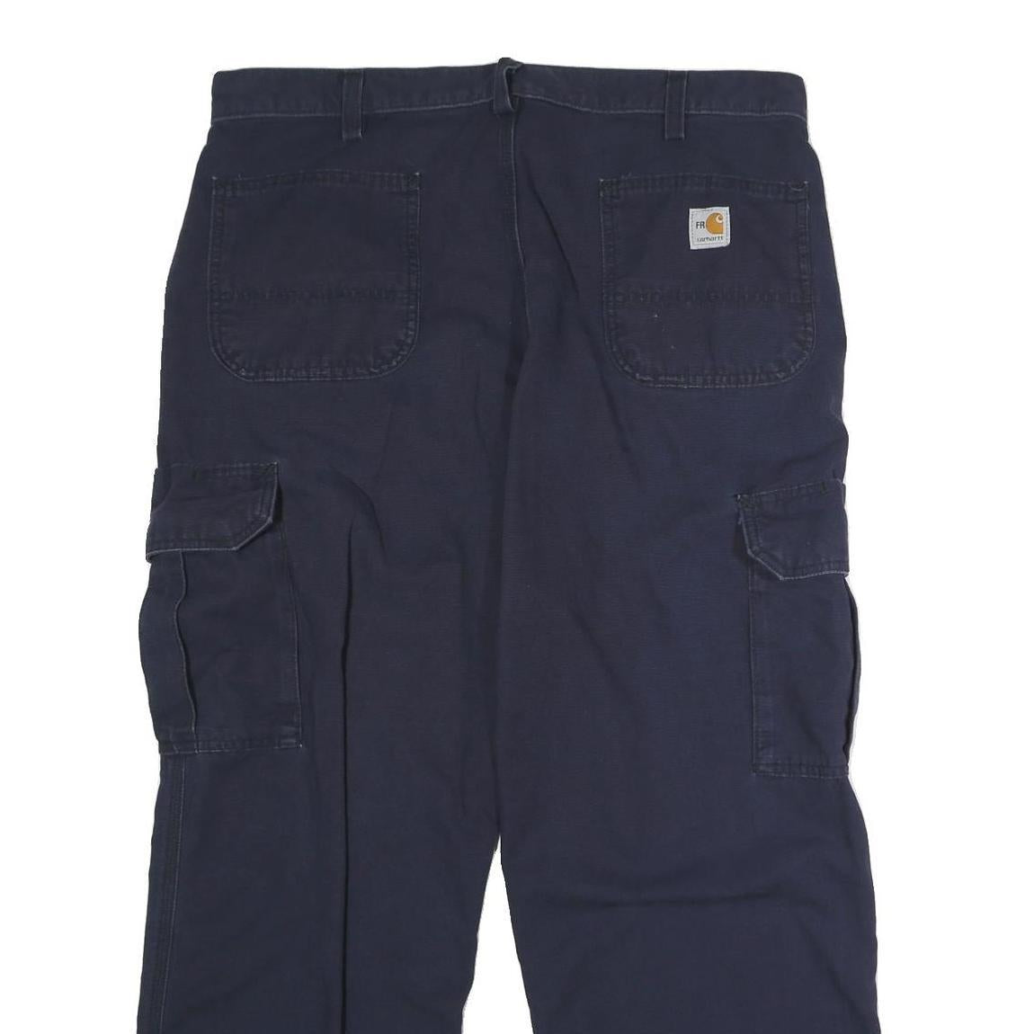 CARHARTT Mens Cotton Blend Navy Regular Straight Trousers W38 L25 Workwear