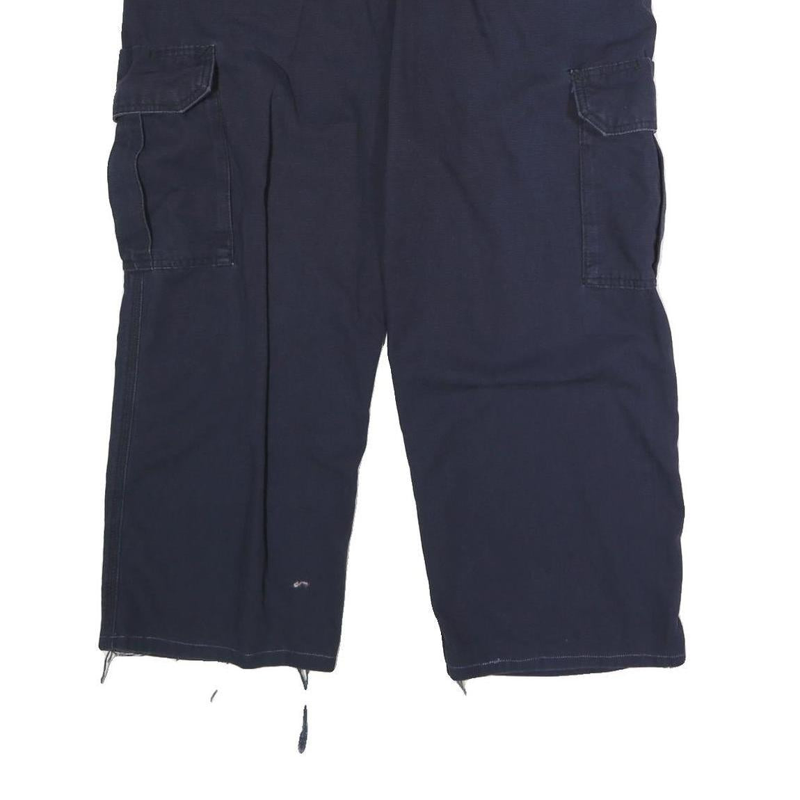 CARHARTT Mens Cotton Blend Navy Regular Straight Trousers W38 L25 Workwear