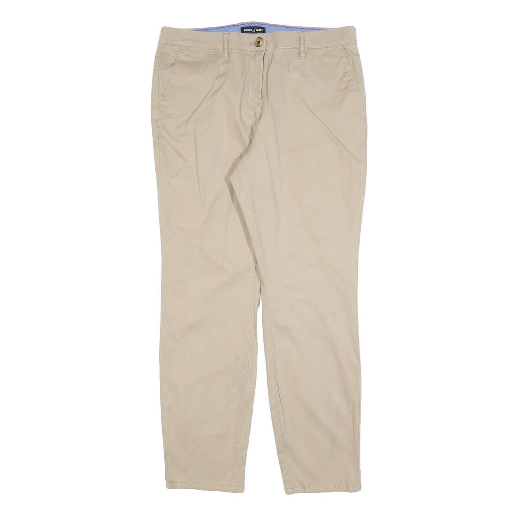 NAUTICA Womens Cotton Blend Beige Regular Fit Straight Leg Trousers W32 L30