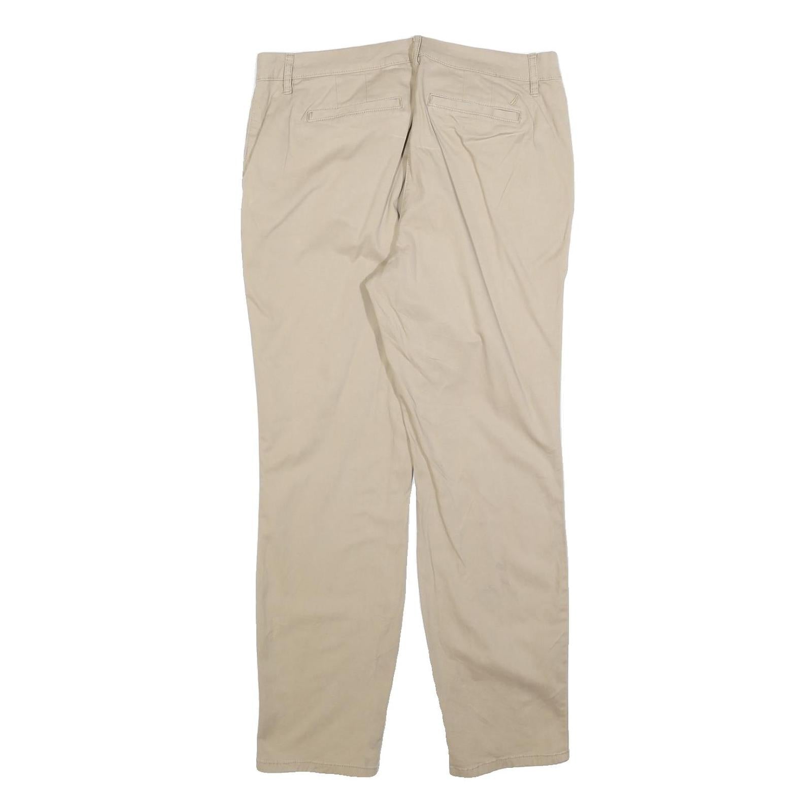 NAUTICA Womens Cotton Blend Beige Regular Fit Straight Leg Trousers W32 L30