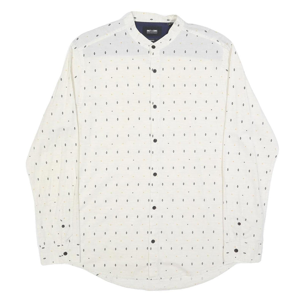 ONLY & SONS Mens White & Black Cotton Blend Shirt XL Casual Shirt Button Collar