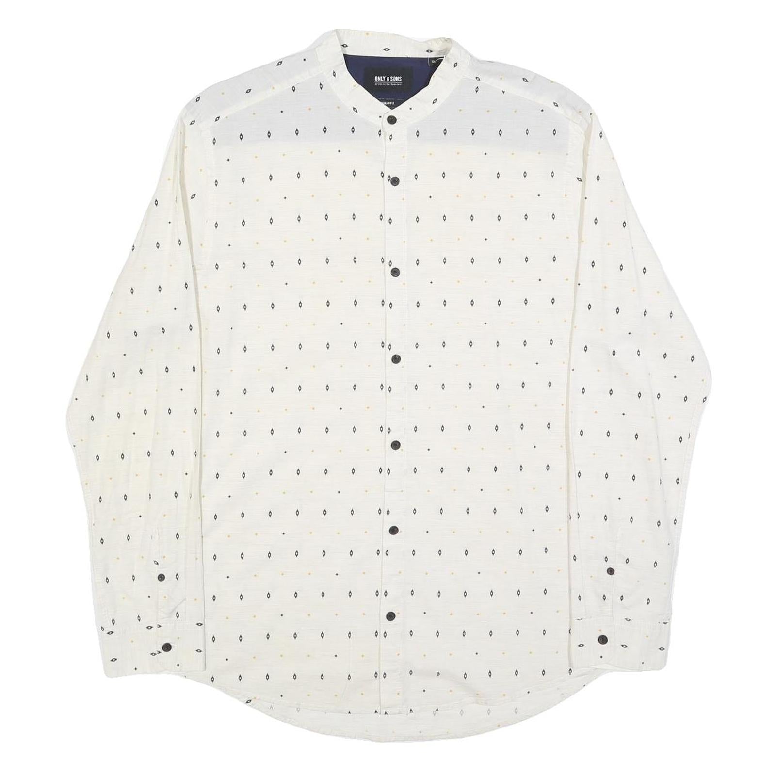 ONLY & SONS Mens White & Black Cotton Blend Shirt XL Casual Shirt Button Collar