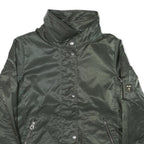 GUESS Womens Green Zip Up Jacket M Polyester Blend Plain Casual Winter Outerwear