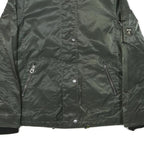 GUESS Womens Green Zip Up Jacket M Polyester Blend Plain Casual Winter Outerwear