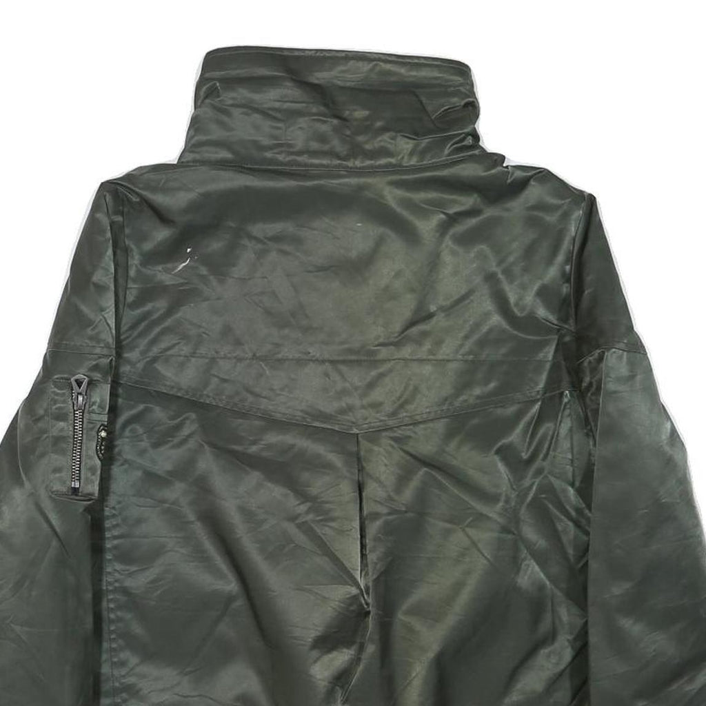 GUESS Womens Green Zip Up Jacket M Polyester Blend Plain Casual Winter Outerwear