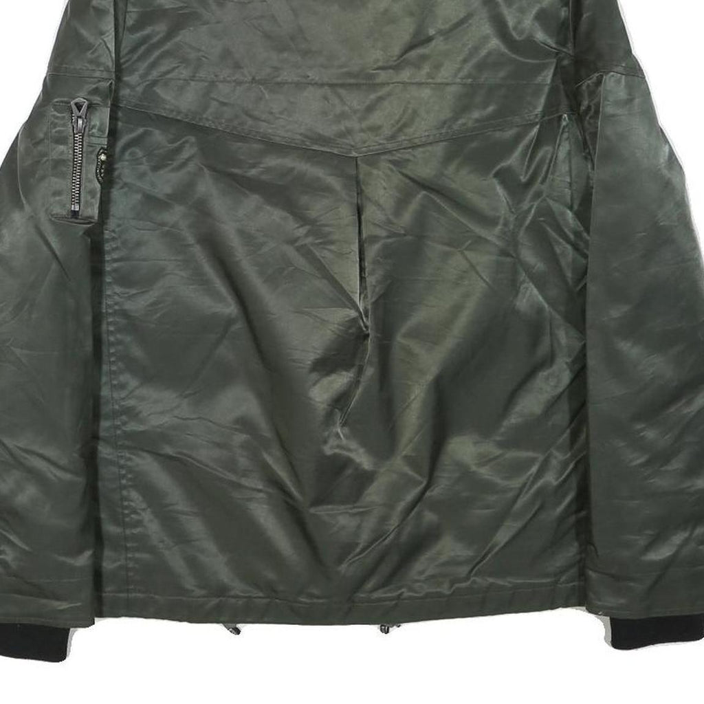 GUESS Womens Green Zip Up Jacket M Polyester Blend Plain Casual Winter Outerwear