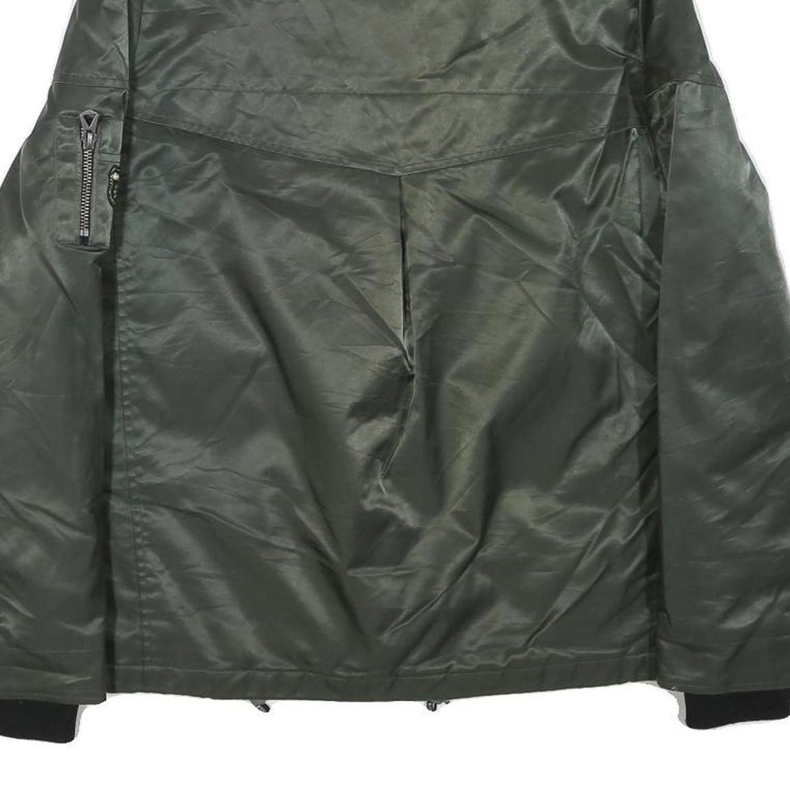 GUESS Womens Green Zip Up Jacket M Polyester Blend Plain Casual Winter Outerwear