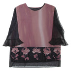 Womens Printed Top Pink 3/4 Sleeve Floral XL