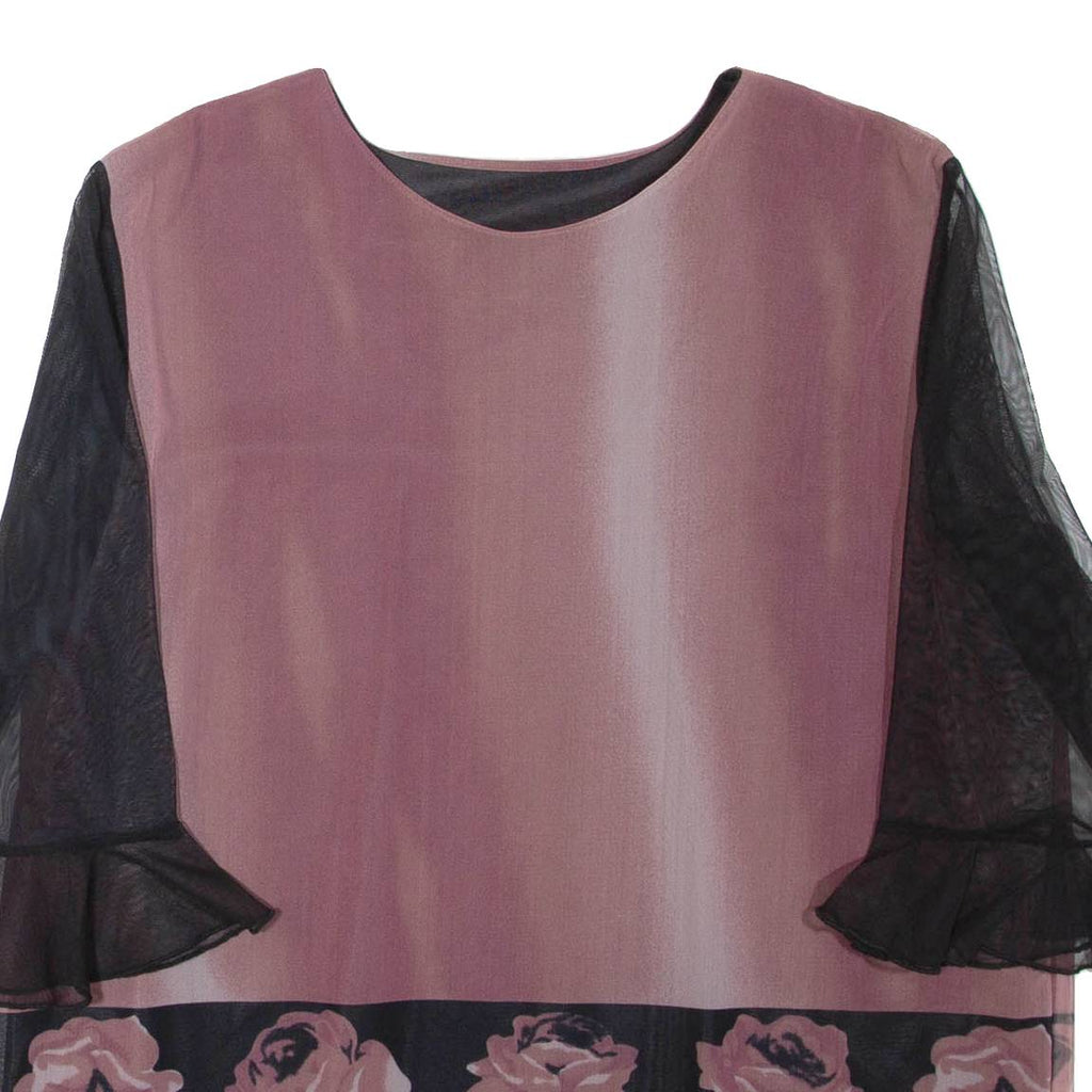 Womens Printed Top Pink 3/4 Sleeve Floral XL