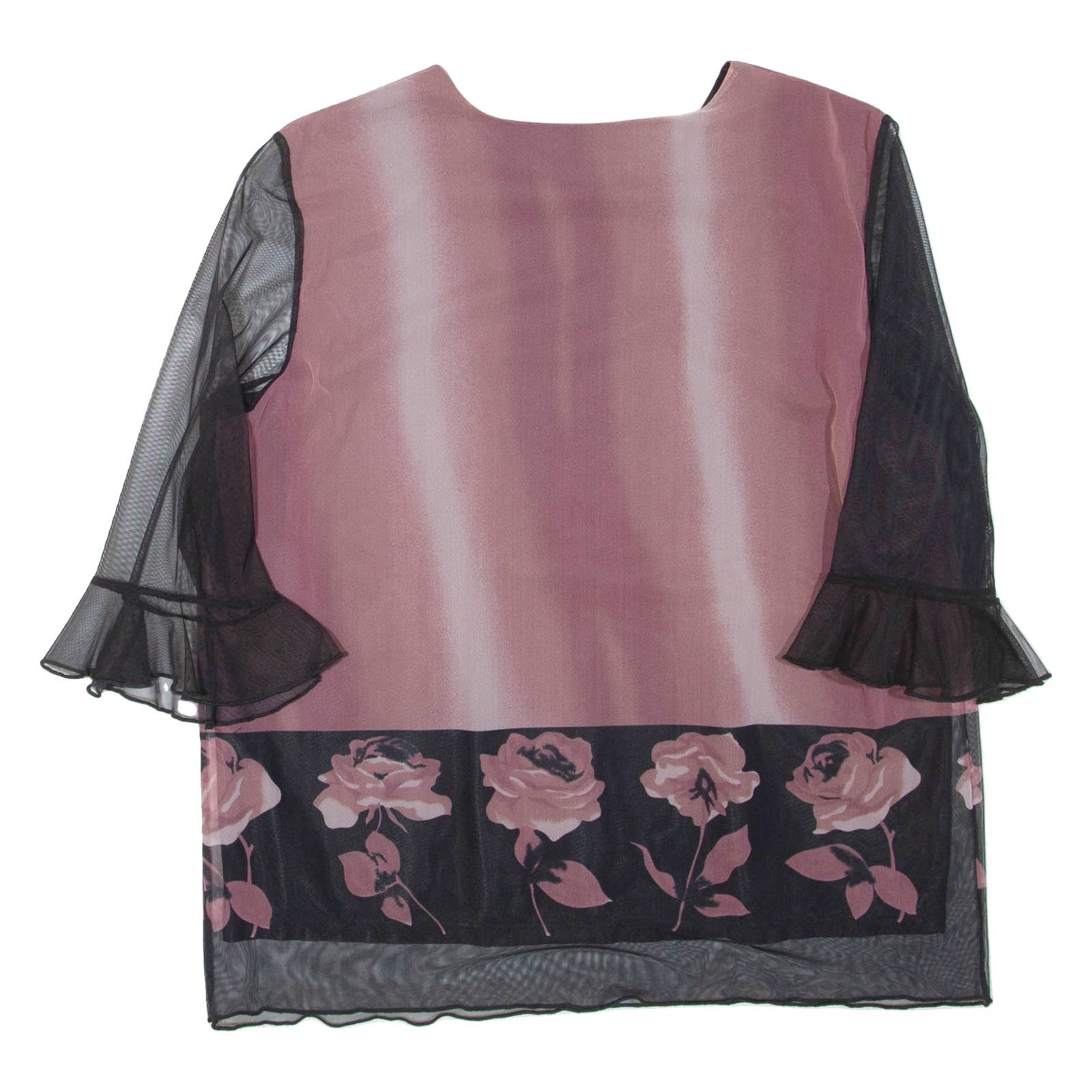 Womens Printed Top Pink 3/4 Sleeve Floral XL