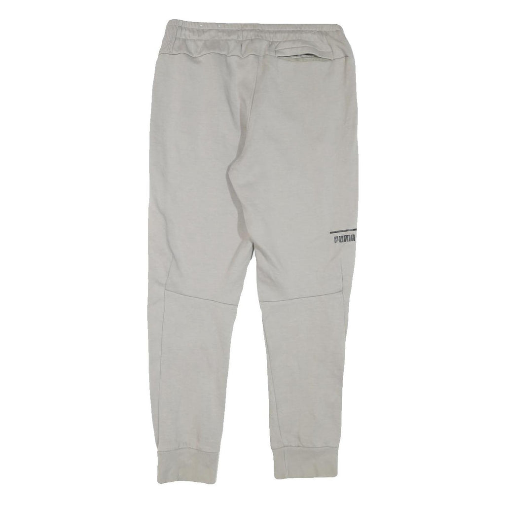 PUMA Mens Joggers Grey Cotton Blend Regular Fit Tapered Leg Size M W32 L28
