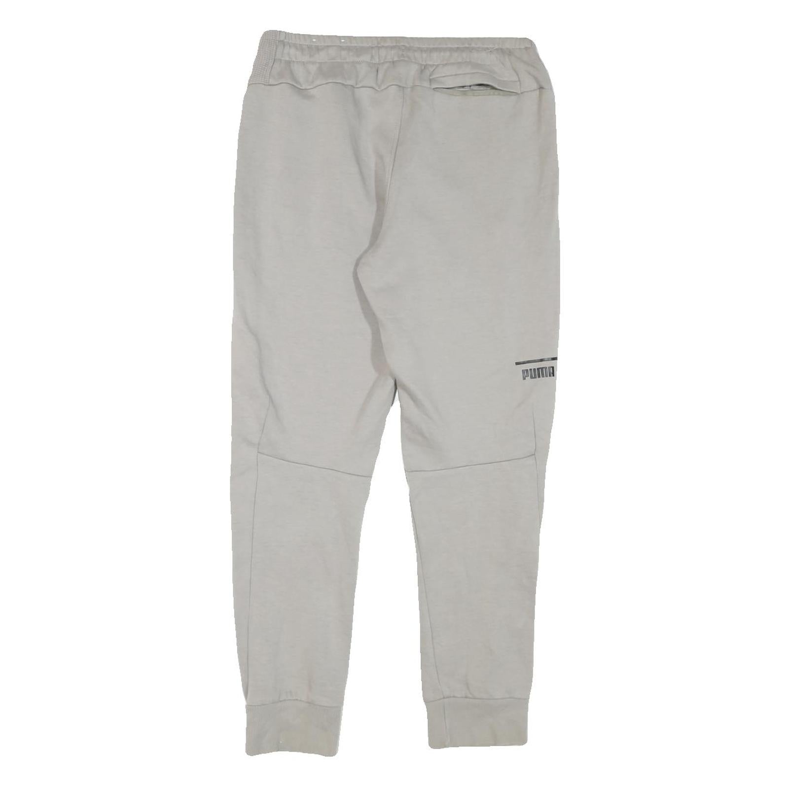 PUMA Mens Joggers Grey Cotton Blend Regular Fit Tapered Leg Size M W32 L28