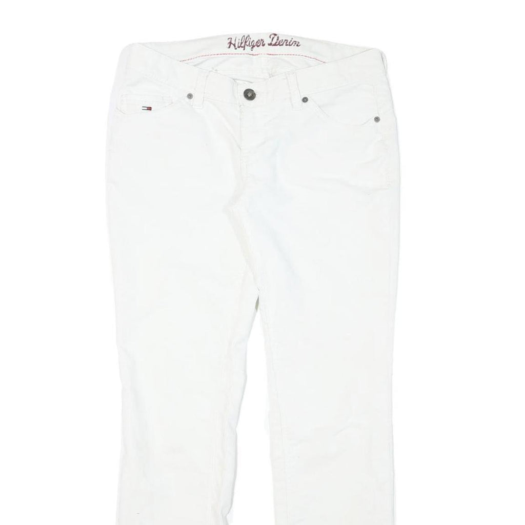 TOMMY HILFIGER Womens Cotton Blend White Slim Straight Trousers W32 L31