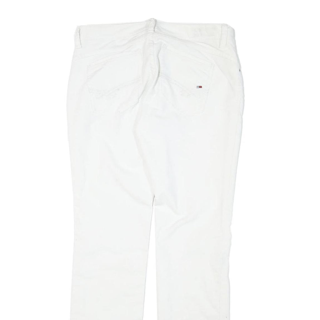 TOMMY HILFIGER Womens Cotton Blend White Slim Straight Trousers W32 L31