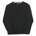 NAUTICA Mens Black Plain Cotton Jumper Crew Neck Basic Knit L Comfortable Casual