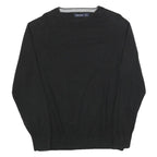 NAUTICA Mens Black Plain Cotton Jumper Crew Neck Basic Knit L Comfortable Casual