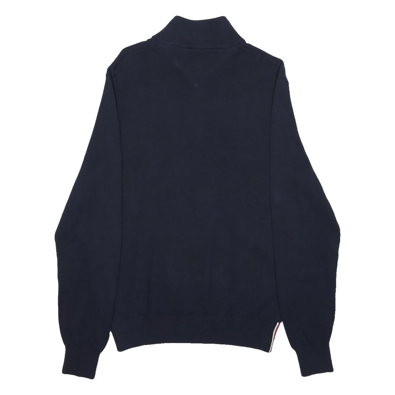 TOMMY HILFIGER Mens Navy Blue Patterned Pullover Crew Neck Basic Knit Jumper S