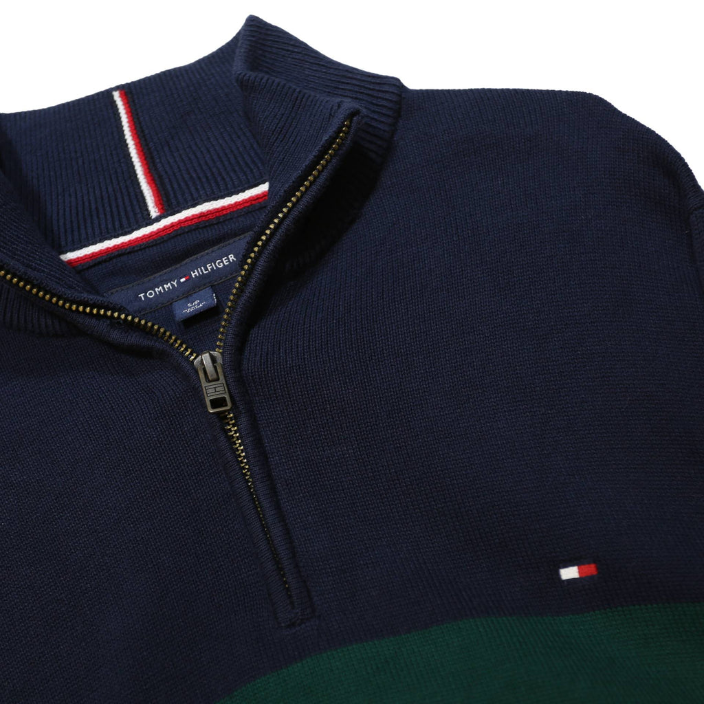 TOMMY HILFIGER Mens Navy Blue Patterned Pullover Crew Neck Basic Knit Jumper S