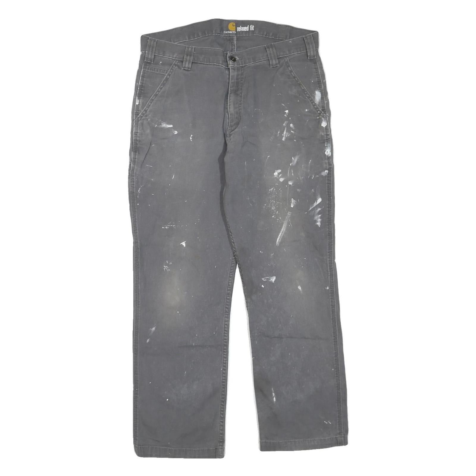 CARHARTT Mens Cotton Blend Grey Regular Fit Straight Leg Trousers W36 L30