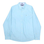 TOMMY HILFIGER Mens Blue Oxford Shirt L Button-Down Collar Cotton Classic Fit