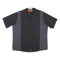 DICKIES Mens Black & Grey Cotton Blend Work Shirt 2XL Short Sleeve Button