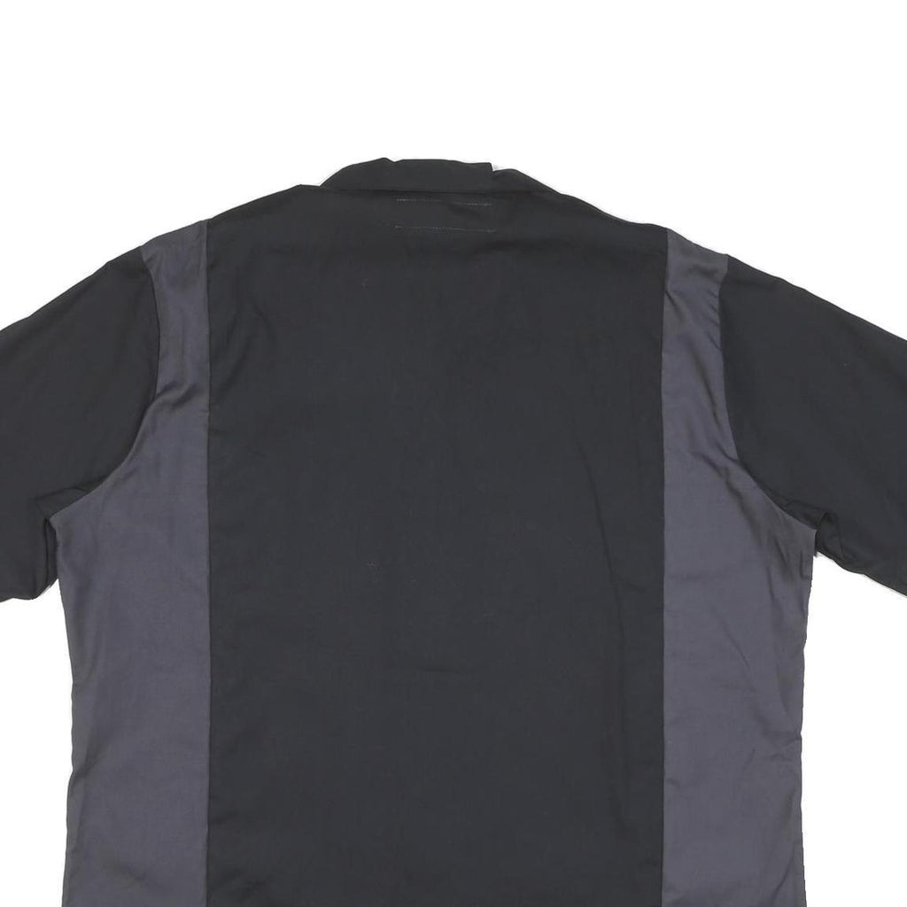 DICKIES Mens Black & Grey Cotton Blend Work Shirt 2XL Short Sleeve Button