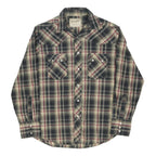 WRANGLER Mens Black Cream & Maroon Plaid Shirt M Classic Western Style Snap