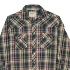 WRANGLER Mens Black Cream & Maroon Plaid Shirt M Classic Western Style Snap