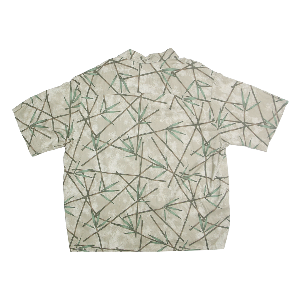 PURITAN Mens Beige & Green Rayon Short Sleeve Shirt XL Lightweight Printed
