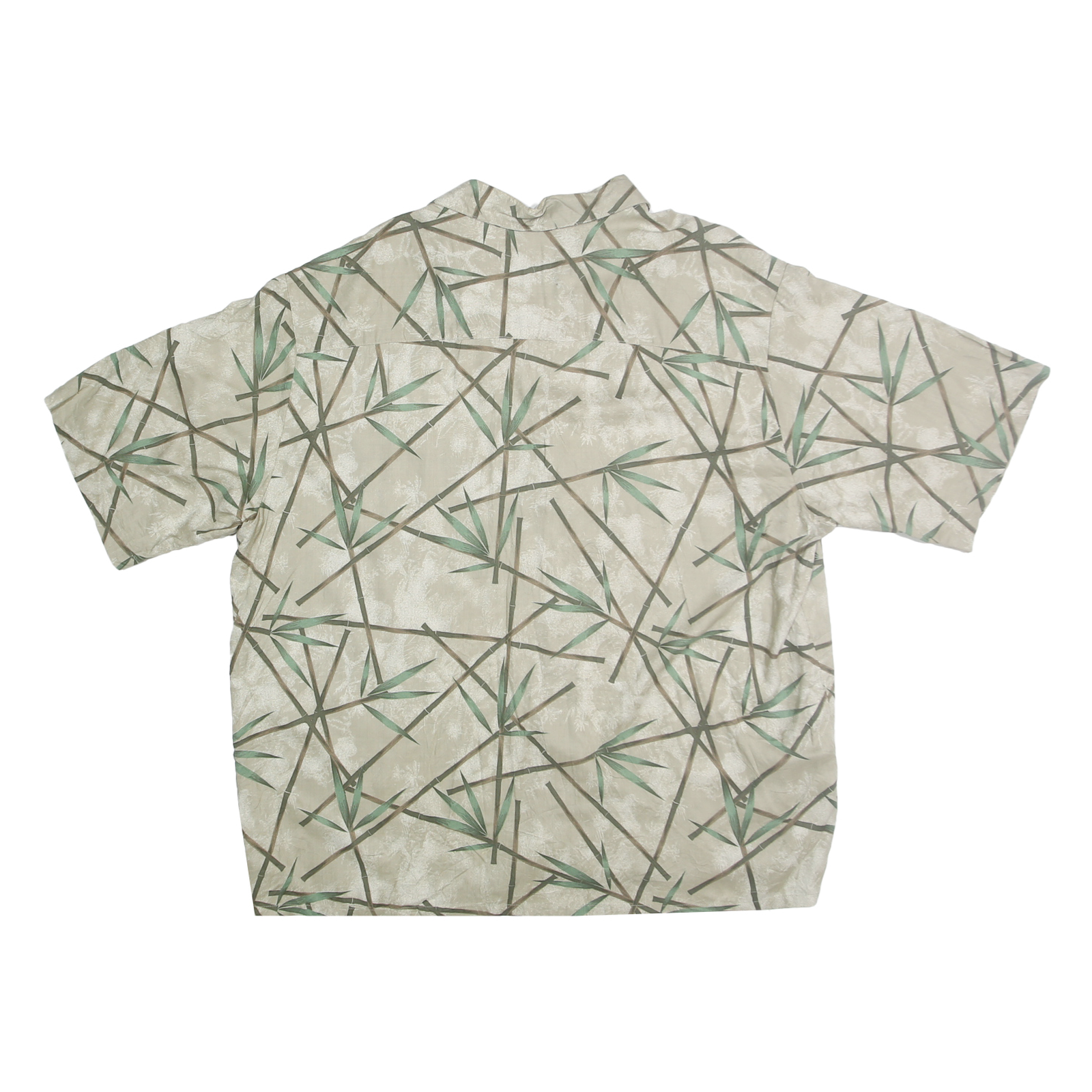 PURITAN Mens Beige & Green Rayon Short Sleeve Shirt XL Lightweight Printed
