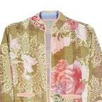 Womens Green Floral Cotton Blend Jacket M Patterned Lightweight Stylish