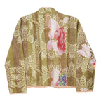 Womens Green Floral Cotton Blend Jacket M Patterned Lightweight Stylish